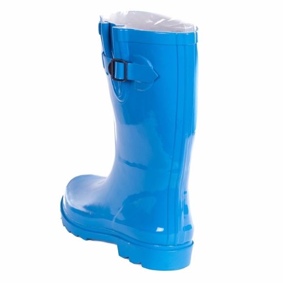 Women's Rainboots, Mid Calf Rubber Rain Boots, RB-1602, Turquoise - Picture 2 of 4